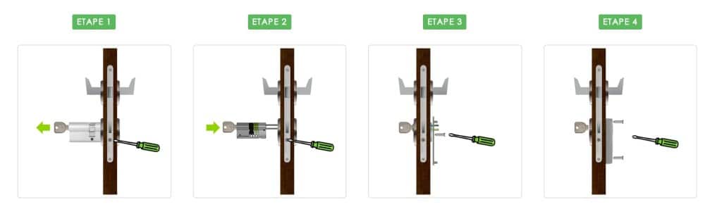 Serrure connectée Okidokeys en cours d'installation à l'intérieur d'une porte