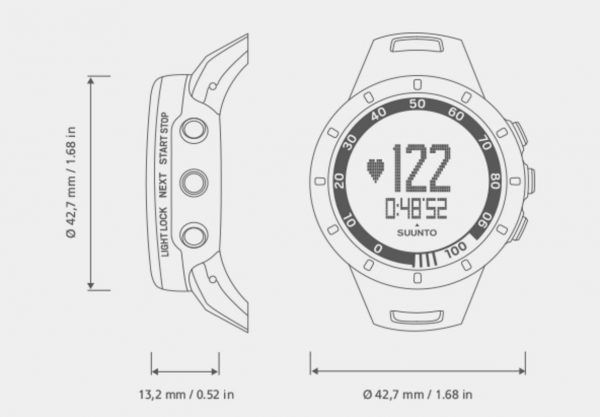 Dimensions de la Suunto Quest